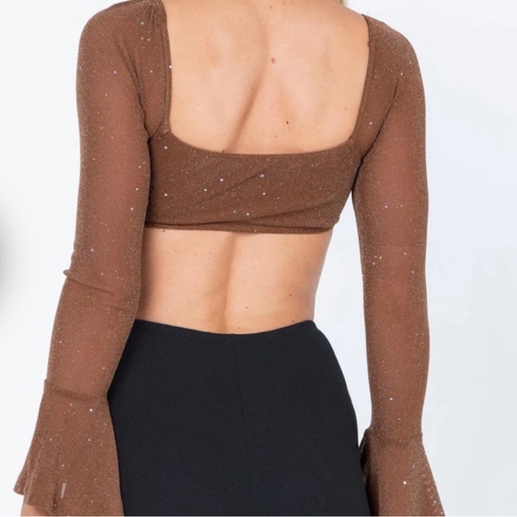 Princess Polly Brown Glitter Top - Picture 2 of 5